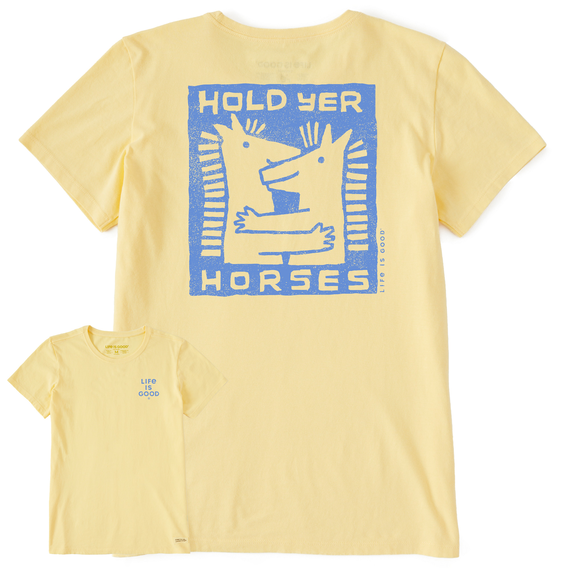 Women's Crafty Hold Yer Horses Hug Short Sleeve  Tee