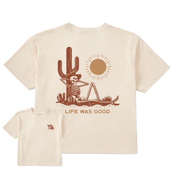 Women's Crafty Life was Good Cowboy Skull  Boxy Crusher Tee