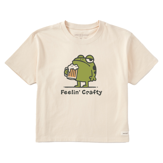 Women's Vintage Feelin Crafty Frog  Boxy Crusher Tee